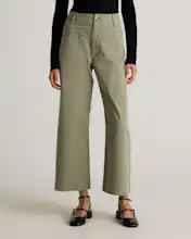 Organic Stretch Cotton Chino Cropped Wide Leg Pants | Quince