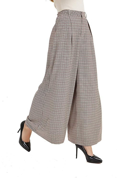 Tronjori Women High Waist Casual Wide Leg Long Palazzo Pants Trousers Regular Size | Amazon (US)