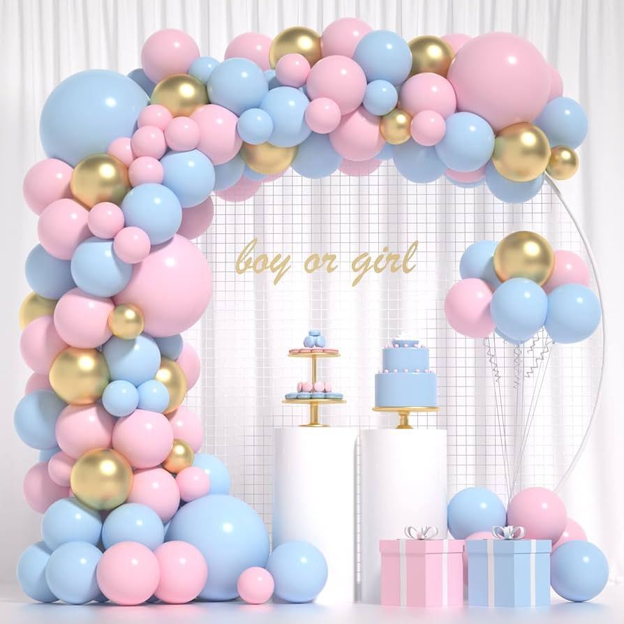 DIY Gender Reveal Balloons Arch Pink And Blue Gender Reveal Balloons Garland Kit With Metallic Go... | Amazon (US)