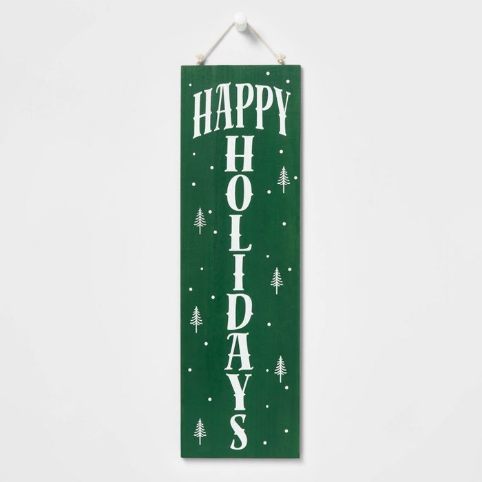 Happy Holidays and Hello Winter Reversible Hanging Sign Green/Black - Wondershop™ | Target