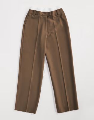 ASOS DESIGN relaxed dad pants with double waistband in sand | ASOS (Global)