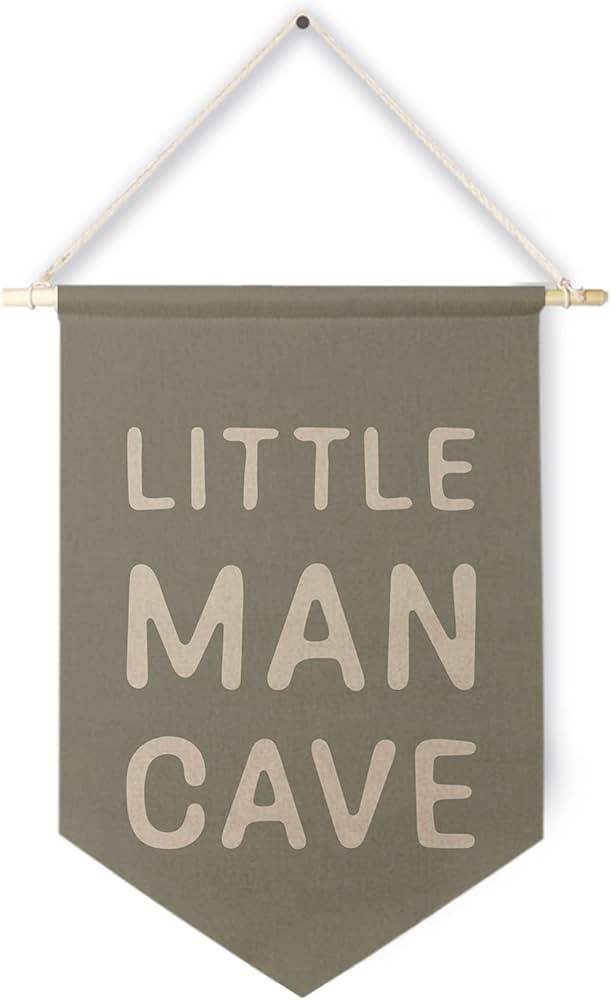 Qpenm Little Man Cave Hanging Wall Canvas Banner, Kids Playroom Hanging Pennant Flag Prints,Sage ... | Amazon (US)