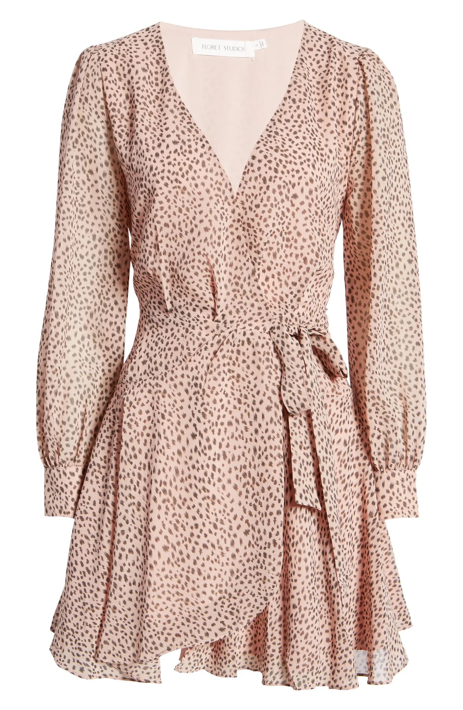 FLORET STUDIOS Long Sleeve Wrap Minidress | Nordstrom | Nordstrom