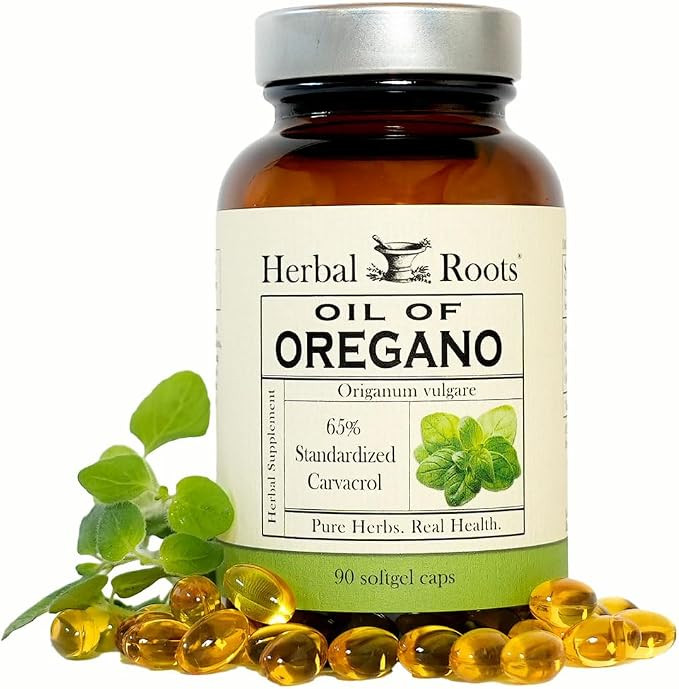 Herbal Roots Oil of Oregano - Made from Mediterranean Oregano Oil - 90 Easy to Swallow Softgel Ca... | Amazon (US)