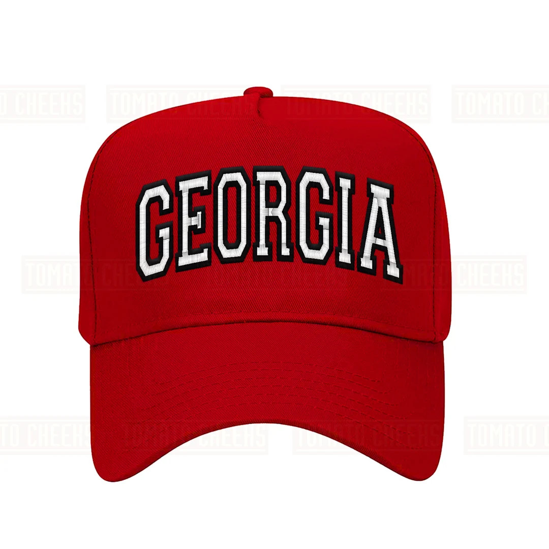 Georgia Hat - Custom Embroidered Cap State Retro Block Black Red White Snapback Hat - Fast Ship G... | Etsy (US)