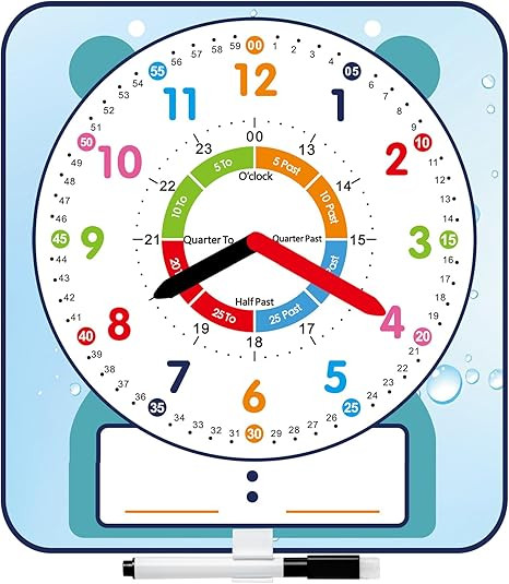 Large 12" Magnetic Writable Dry Erase Teaching Clock with Pen,Teaching Demonstration Clock for Ki... | Amazon (US)