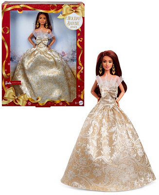 2025 Holiday Barbie Doll with Dark Brown Hair | Macy's