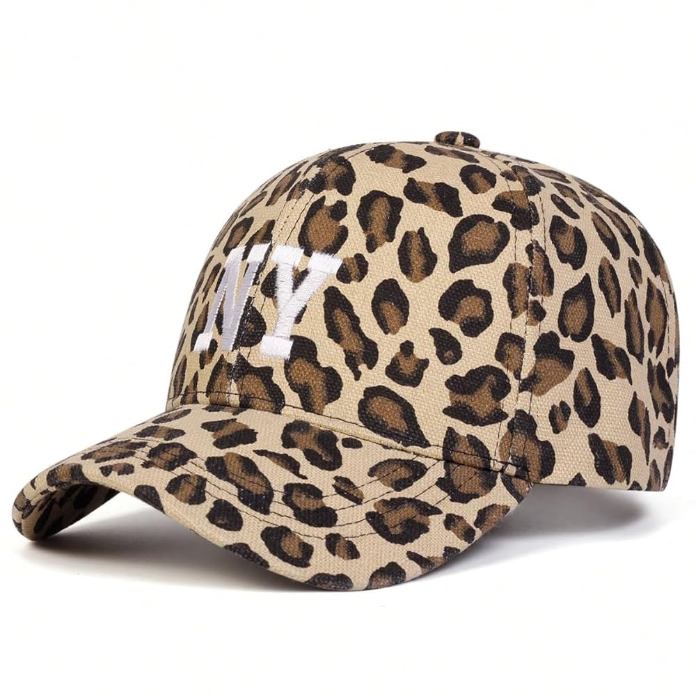Leopard Print Baseball Cap with New York Embroidery Adjustable N.Y. Cotton Hat for Men and Women ... | Amazon (US)