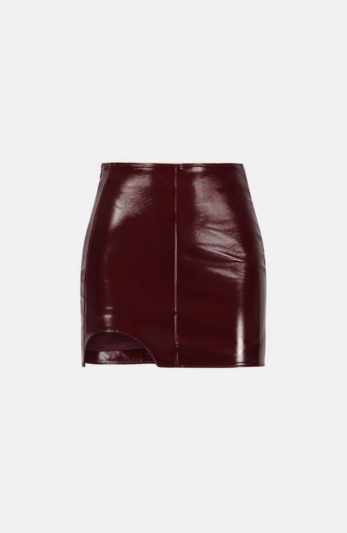 SAEMDI Patent Mini Skirt in Maroon at Nordstrom, Size Small | Nordstrom