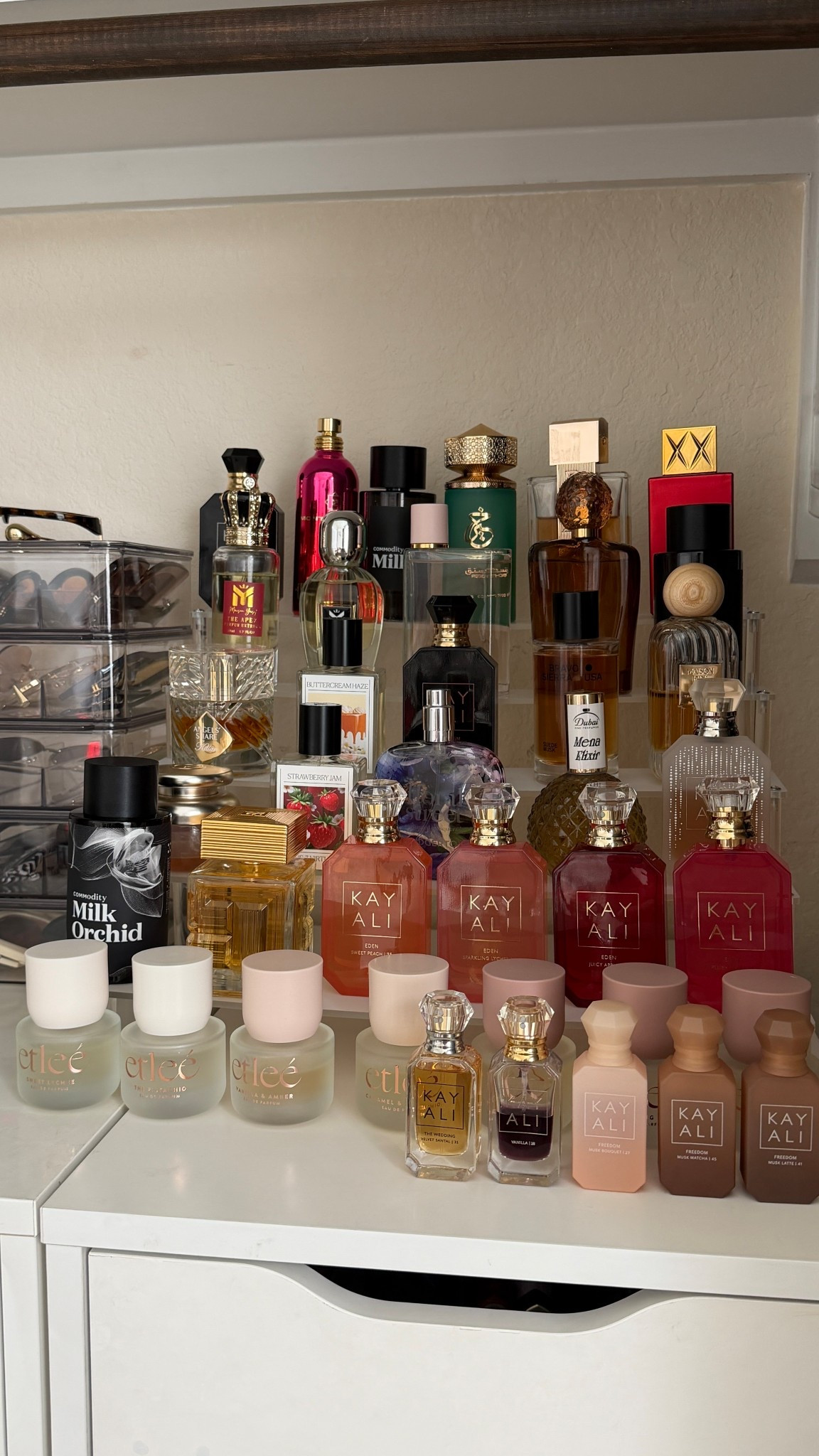 I hope this organizer doesn’t fall down, because these fragrances are heavy! Isn’t this so pretty?