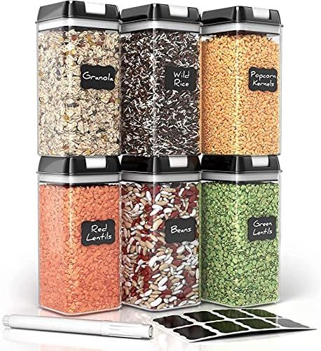 Simply Gourmet Airtight Food Storage Containers - Set of 6 Large Clear Canisters with Lids for Fl... | Amazon (US)