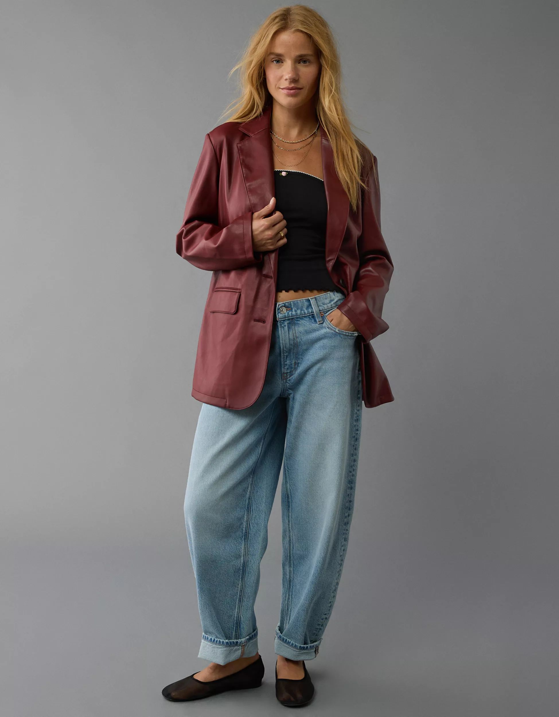 AE Vegan Leather Blazer | American Eagle Outfitters (US & CA)