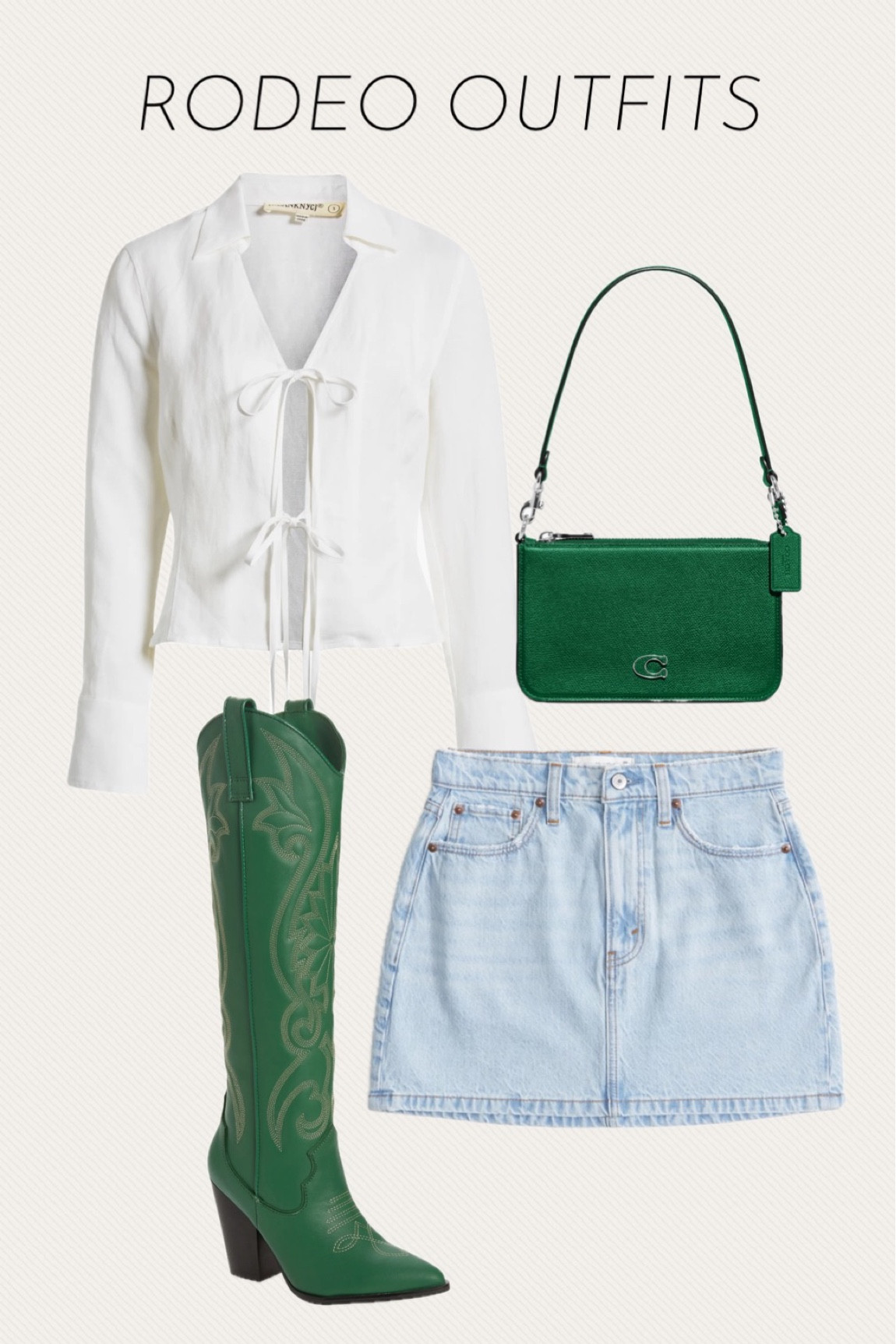 rodeo outfit ideas! country concert outfit idea. western style. cowboy boots outfit. green cowboy boots. pops of color. green outfits  

#LTKstyletip #LTKfindsunder50 #LTKSeasonal