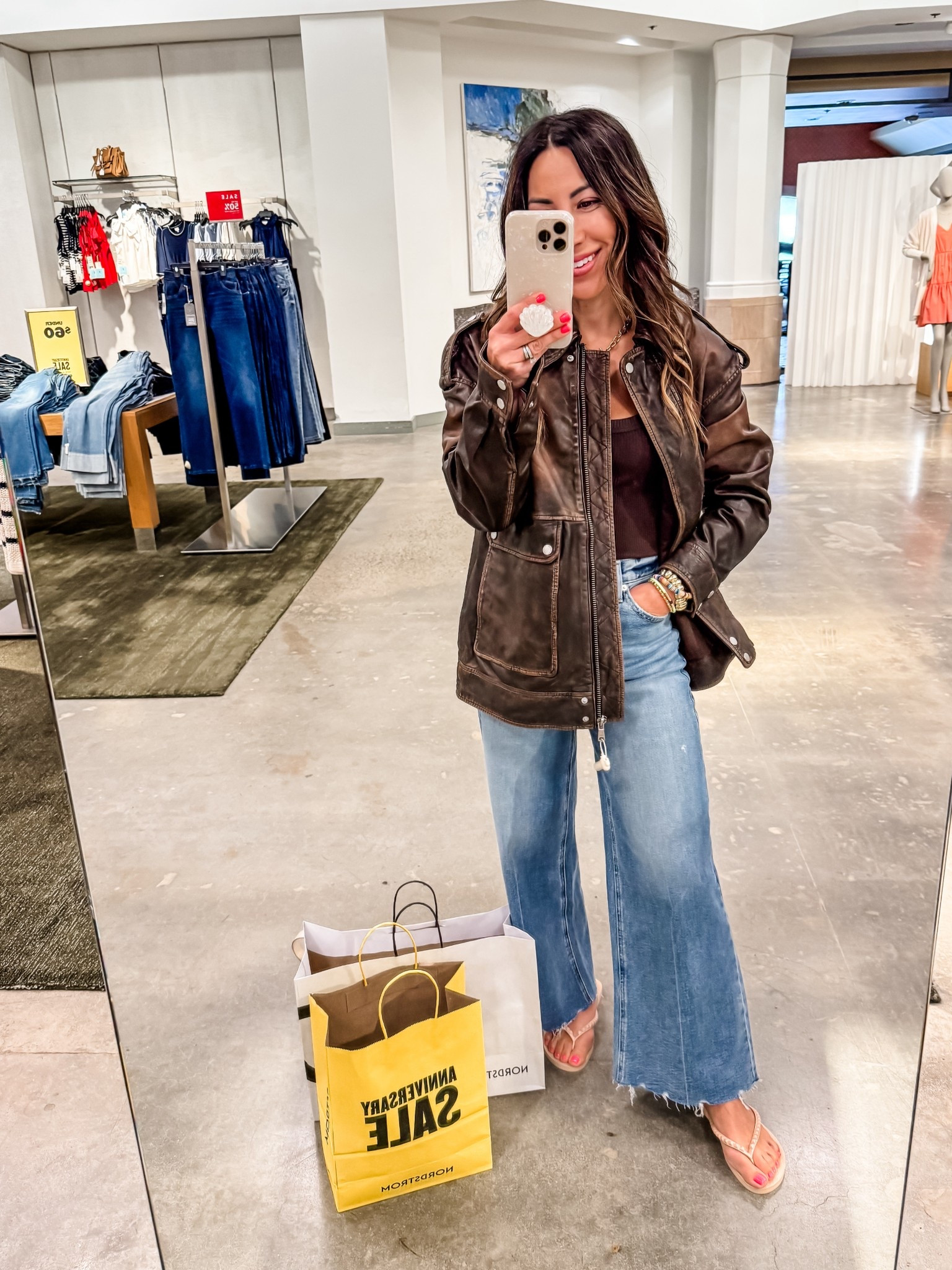 Wearing XS leather jacket. 26 jeans. Nordstrom anniversary sale. Nsale 

#LTKSaleAlert #LTKOver40