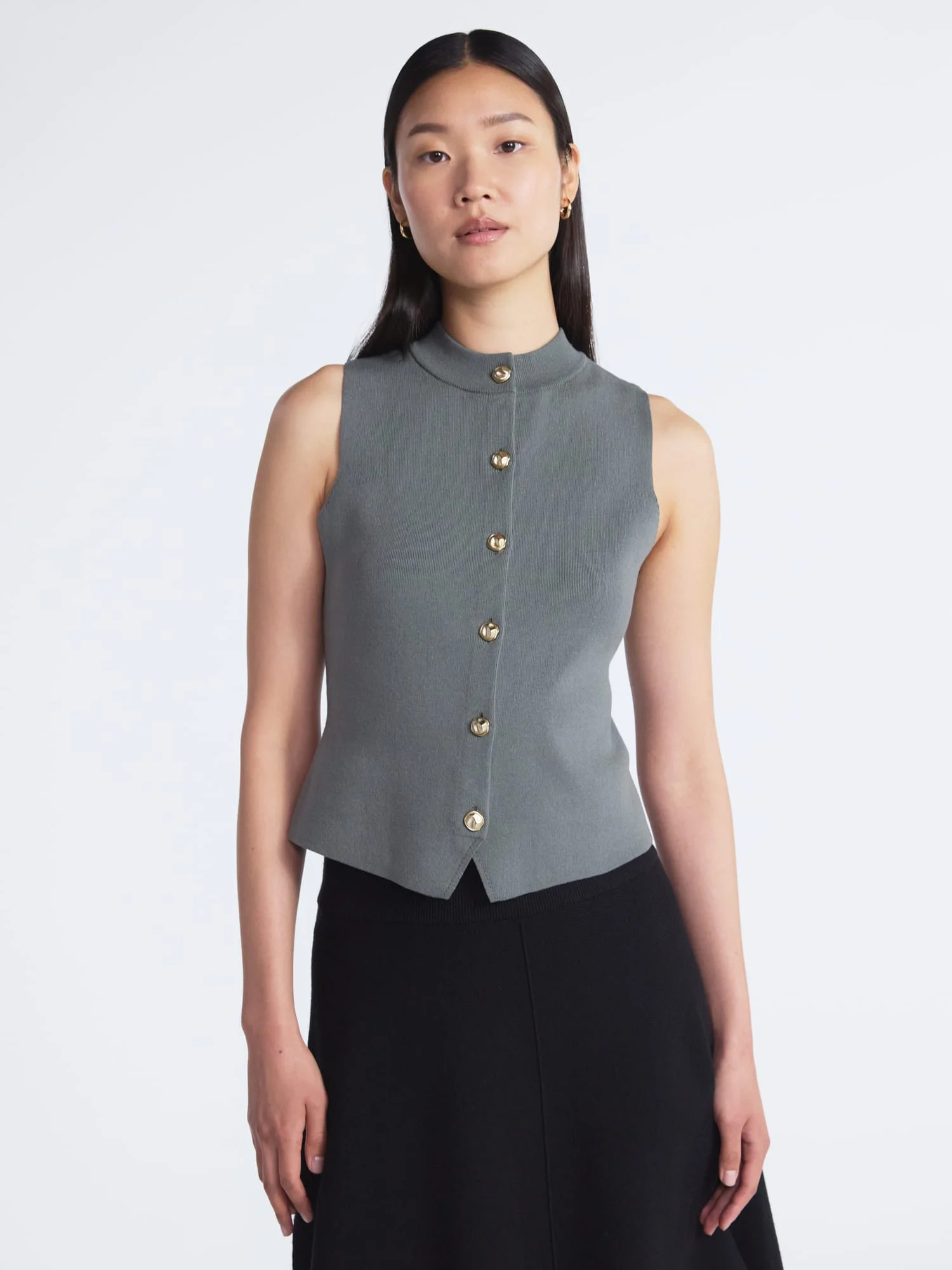 Scoop Women's and Women’s Plus Mockneck Sweater Vest with Gold Tone Buttons, Midweight, Sizes X... | Walmart (US)