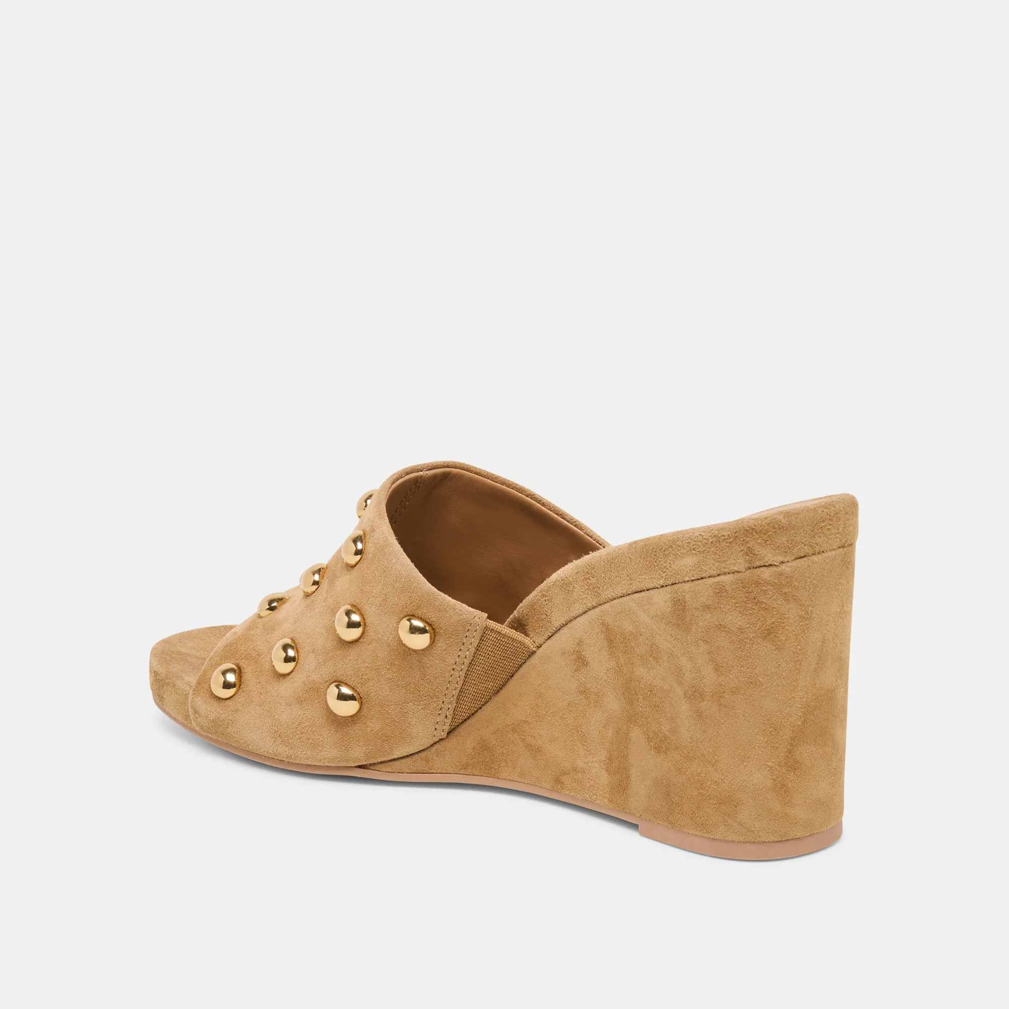 Holta Stud Wedges Lt Brown Suede | DolceVita.com