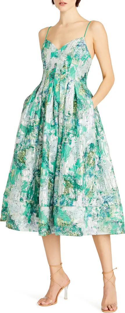 Sage Floral Jacquard A-Line Dress | Nordstrom