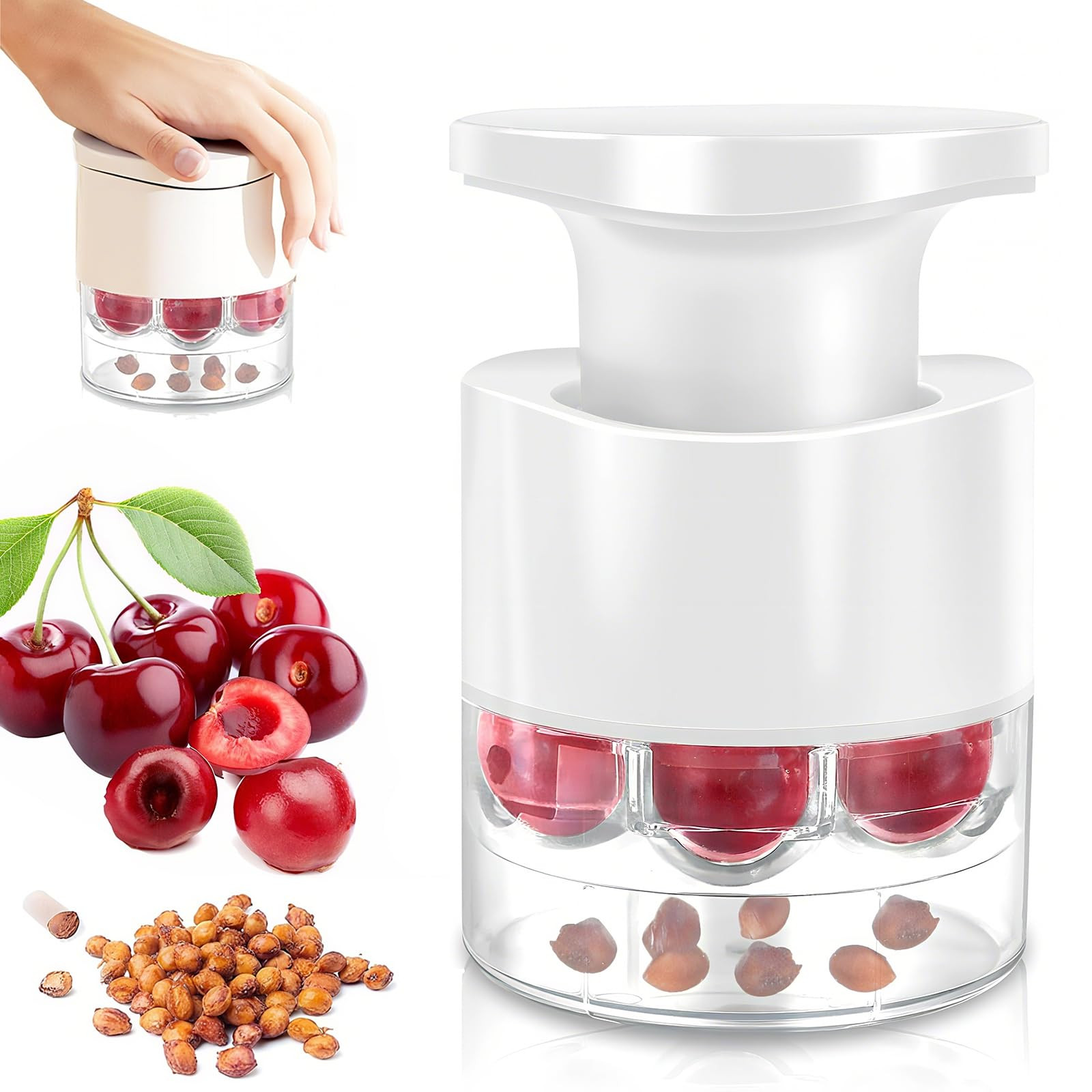 Cherry Pitter, 2025 Upgraded 7-Hole Cherry Pitter Tool, Quick Release, Cherry Pitters Tool Pit Re... | Amazon (US)