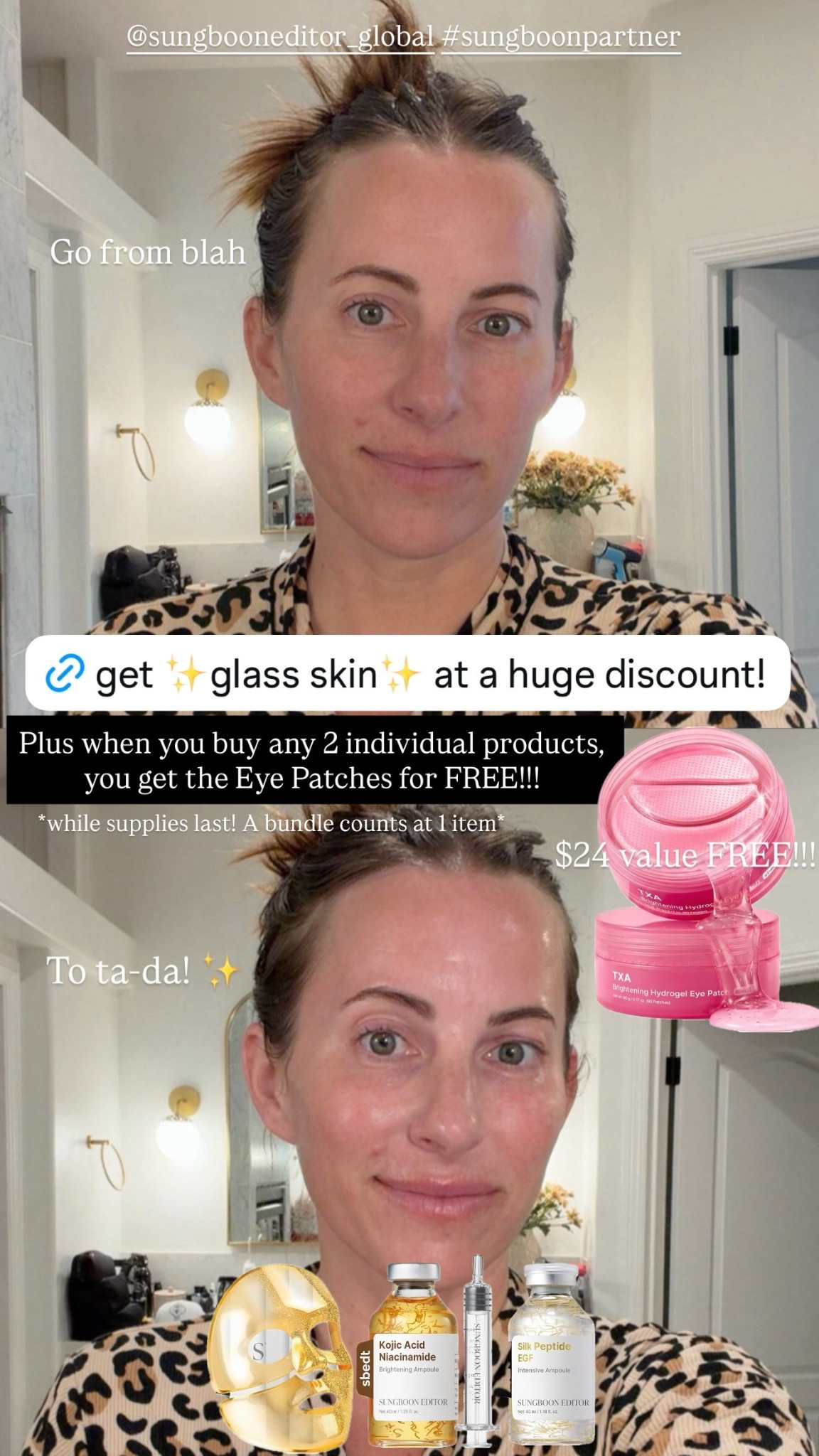 Plus when you buy any 2 individual products, you get the Eye Patches for FREE!!! @sungbooneditor_global #sungboonpartner  Go from blah To ta-da! ✨ *while supplies last! A bundle counts at 1 item* $24 value FREE!!!
