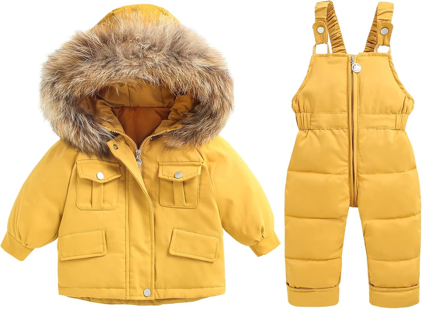 Toddler Boys Snowsuit Girls Snow Pant And Jacket bib Winter Kids Clothes Coat | Amazon (US)