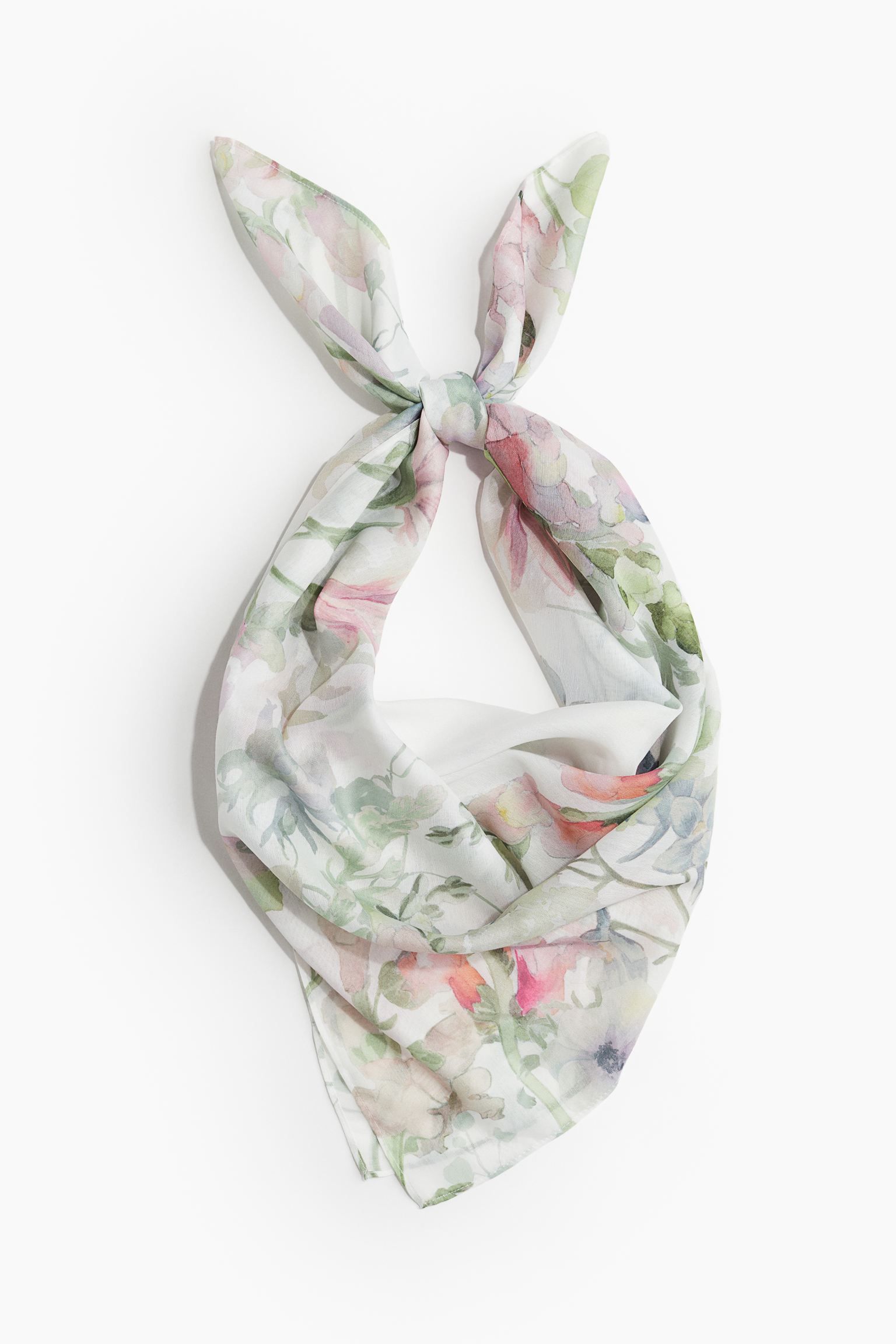 Patterned Scarf - White/floral - Ladies | H&M US | H&M (US + CA)