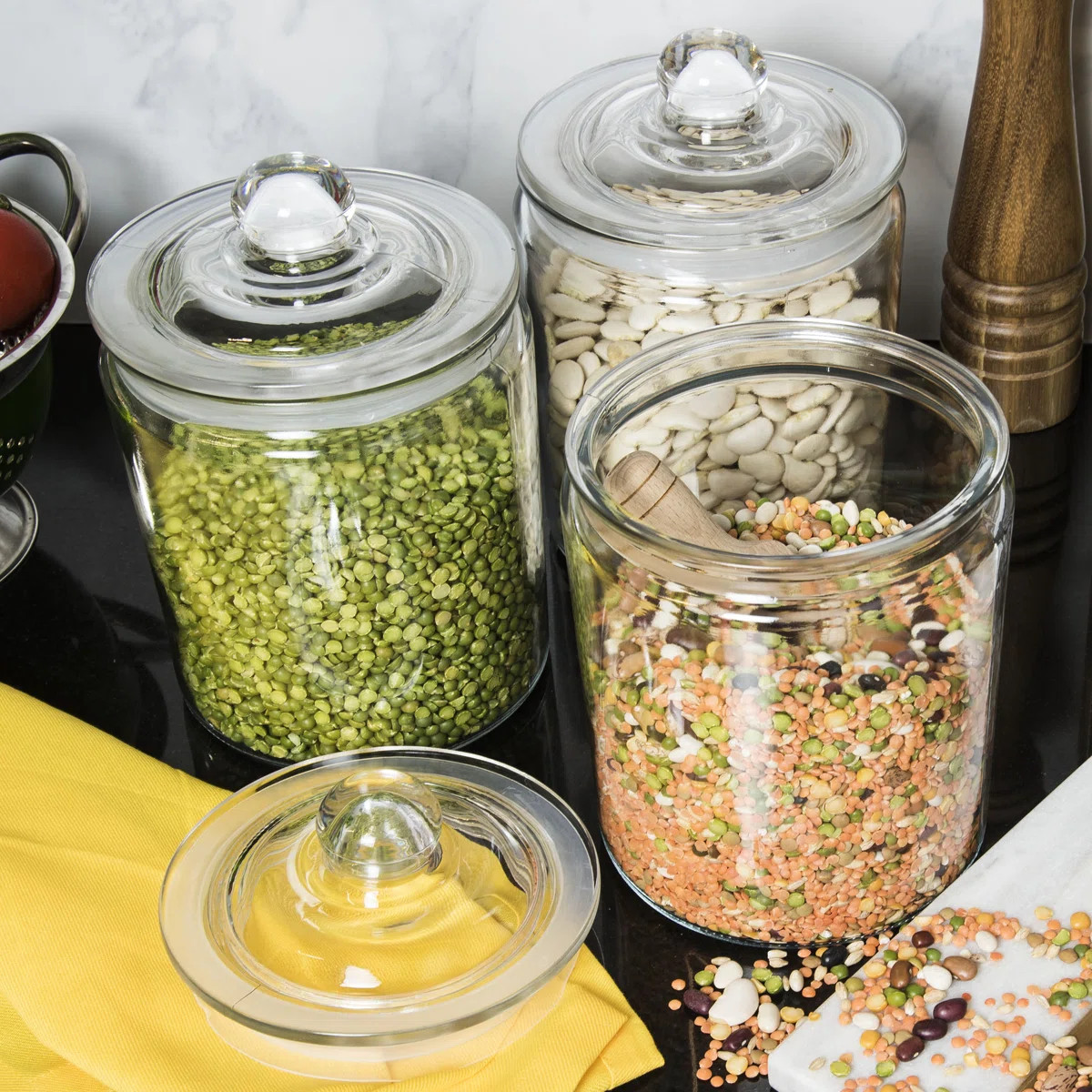 Vintage Storage Jars Glass Canister - Set of 3 (Set of 3) | Wayfair North America