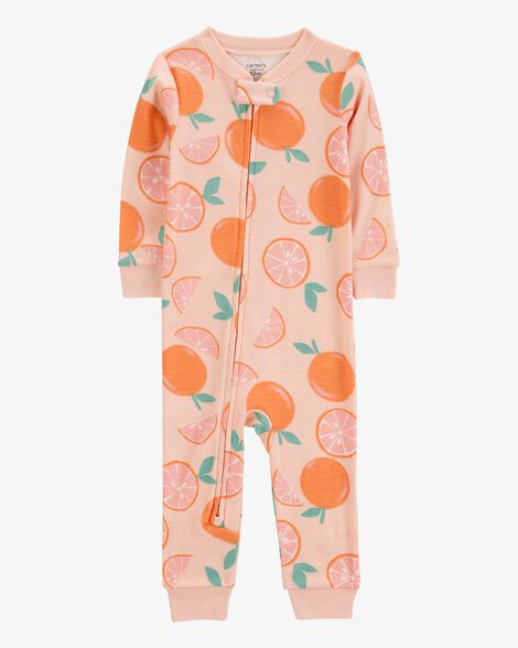 Toddler Girl Orange Print Snug Fit Cotton Footless 1-Piece Pajamas - Pink | Carter's Inc