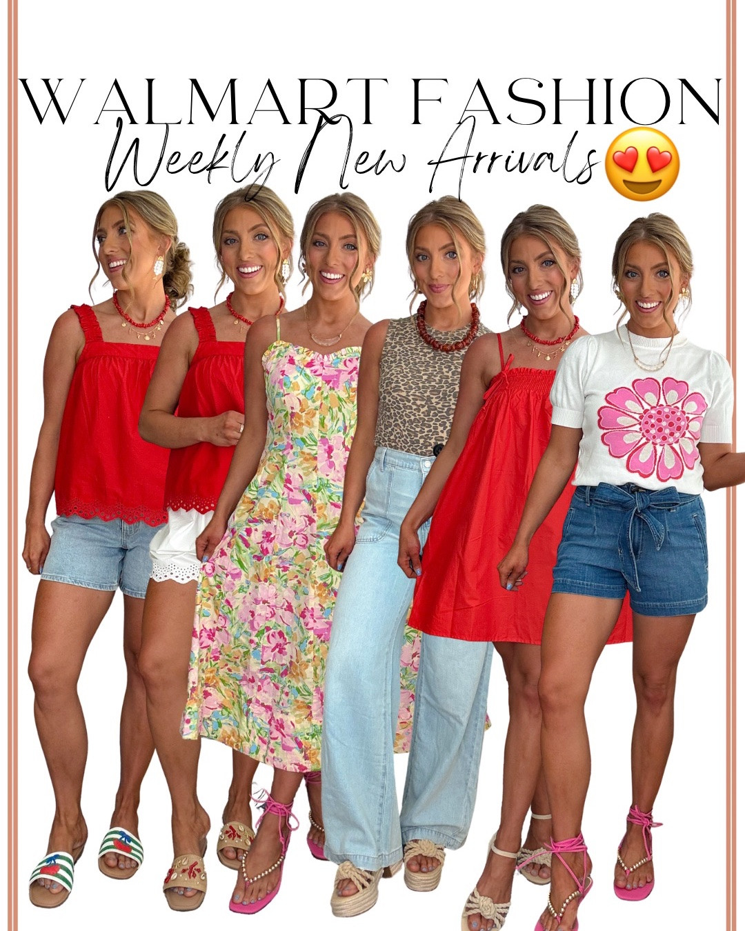 Walmart new arrivals this week are NEXT LEVEL 😍👏 So many pieces giving high-end boutique vibes without the high-end price tag!! From easy summer dresses and lightweight matching sets to the cutest graphic sweaters, leopard prints, denim details, comfy shorts and statement sandals… Walmart is seriously winning right now. ✨

I found so many versatile pieces that are perfect for summer vacations, beach trips, everyday mom style, brunch dates, errands, casual dinners and everything in between 🤍 The quality on these new arrivals is SO good and so many of these look way more expensive than they are!

This week’s favorites:
❤️ the red flowy dresses
🌸 the colorful floral midi dress
🐆 the leopard midi moment
👟 the sporty skirt + sweatshirt combo
👖 the lightweight denim styles
☀️ all the comfy summer sandals

Everything runs mostly true to size and so many of these pieces are under $35 🙌 Walmart fashion has truly become my go-to for affordable summer outfits that still look elevated and put together!

#walmartfashion #walmartfinds #walmartstyle #walmartnewarrivals #summeroutfits #affordablefashion #everydaystyle #momstyle #summerfashion #ootd #casualstyle #vacayoutfits #walmartoutfits #budgetfriendlyfashion #fashionfinds #summerstyle #mididress #matchingset #graphictee #sandals #affordableoutfits #walmarthaul #easyoutfits #wearablefashion

#LTKootd #LTKPetite
