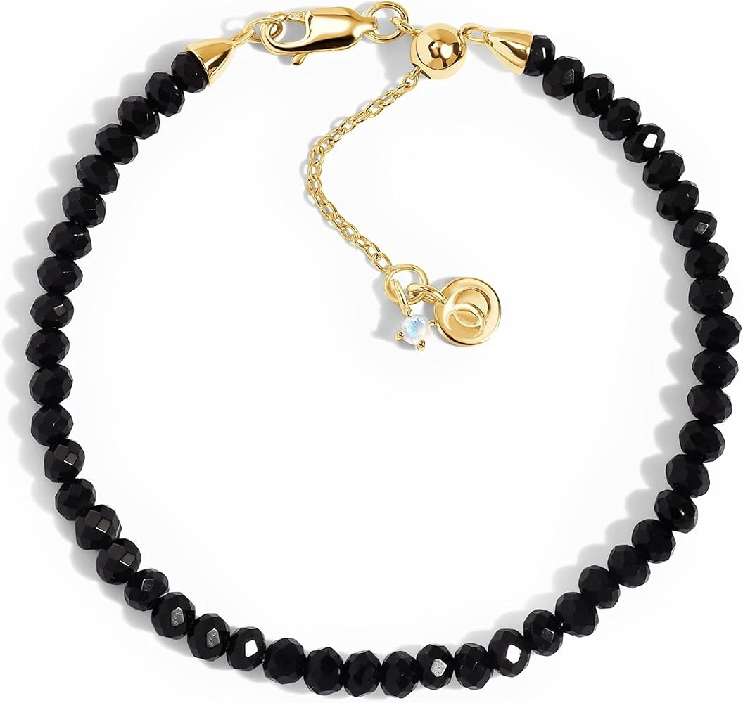 Moon Magic Moonstone Bracelet for Women | Black Obsidian, Rose Quartz Bracelet/Real 925 Sterling ... | Amazon (US)