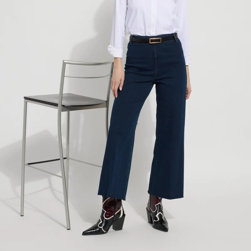 Lysse Erin Hi Waist Wide Leg Denim - Plus Size - Blue - 1X | Verishop