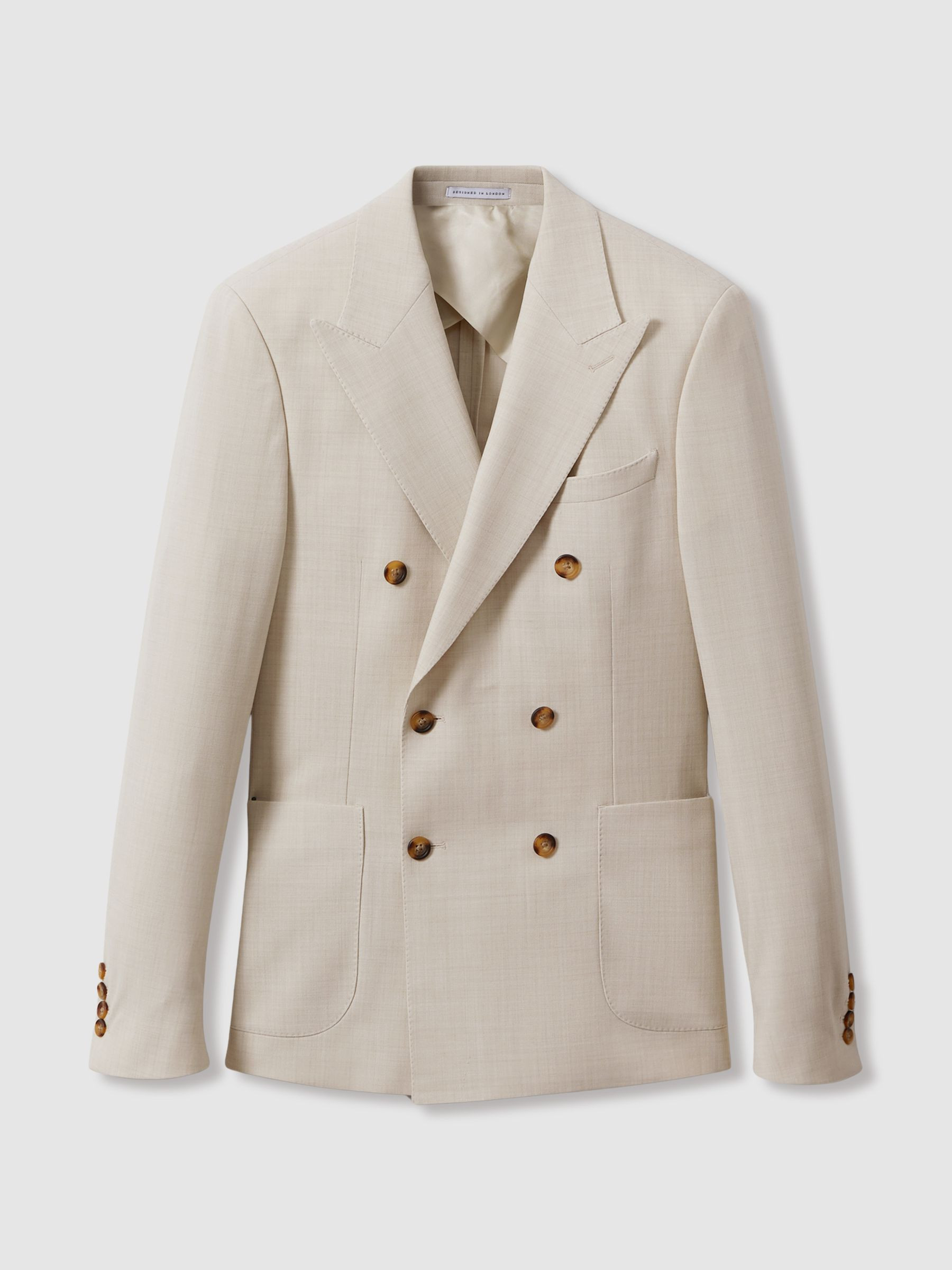 Reiss Double Breasted Suit Blazer Slim Fit in Stone - REISS | Reiss UK