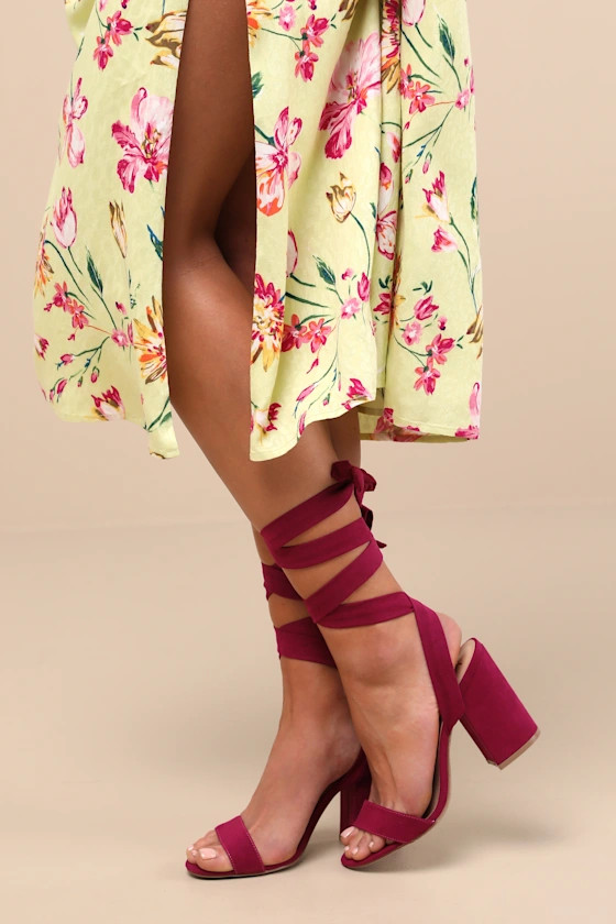 Alta Sangria Suede Lace-Up Heels | Lulus