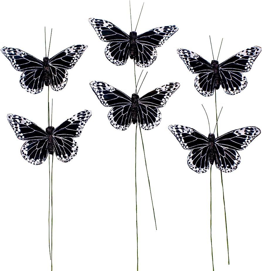 Berfutall-Feather Butterfly Decoration Set of 12 pcs Black Butterflies Butterfly Party Decoration... | Amazon (US)