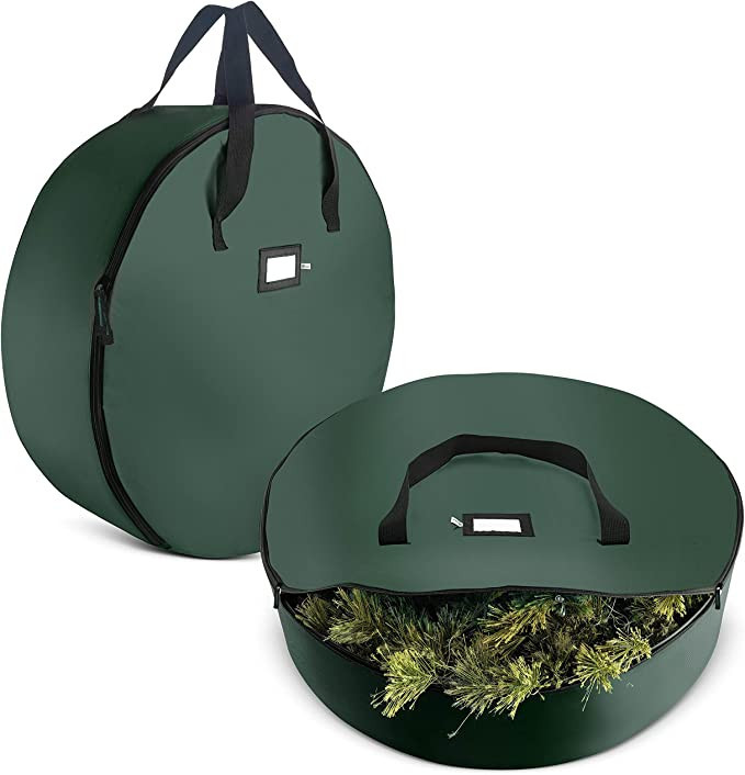 Zober 2-Pack Christmas Wreath Storage Bag 24" - Artificial Wreaths, Durable Handles, Dual Zipper ... | Amazon (US)