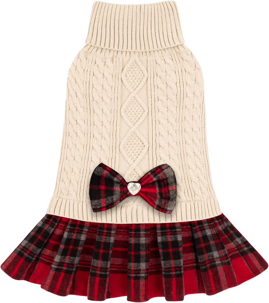 KYEESE Dog Sweater Knitwear Puppy Sweater Dress Stretchy Pullover Cat Sweaters Thick Pet Coats wi... | Amazon (US)