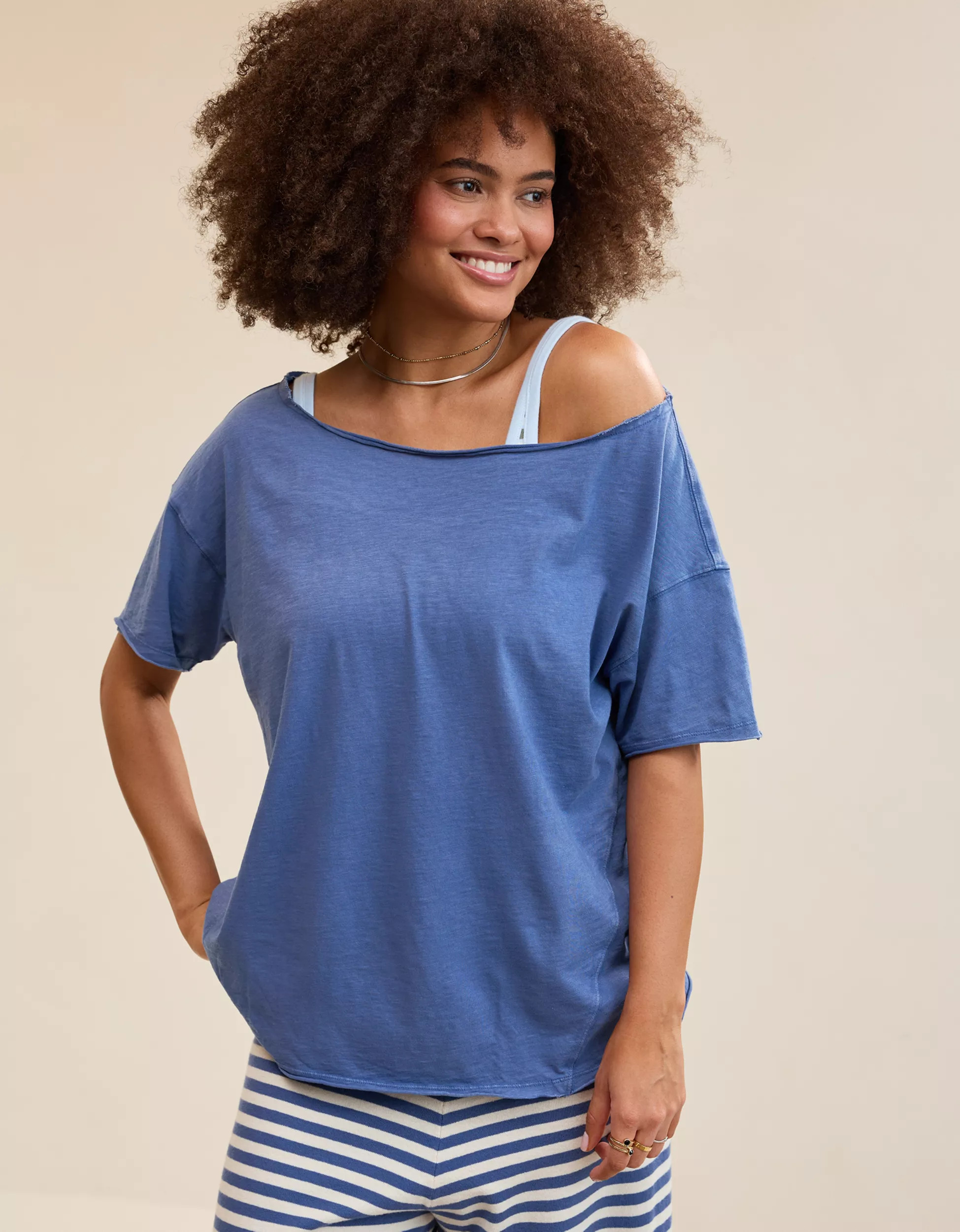 Aerie Oversized Off The Shoulder Boyfriend T-Shirt | Aerie