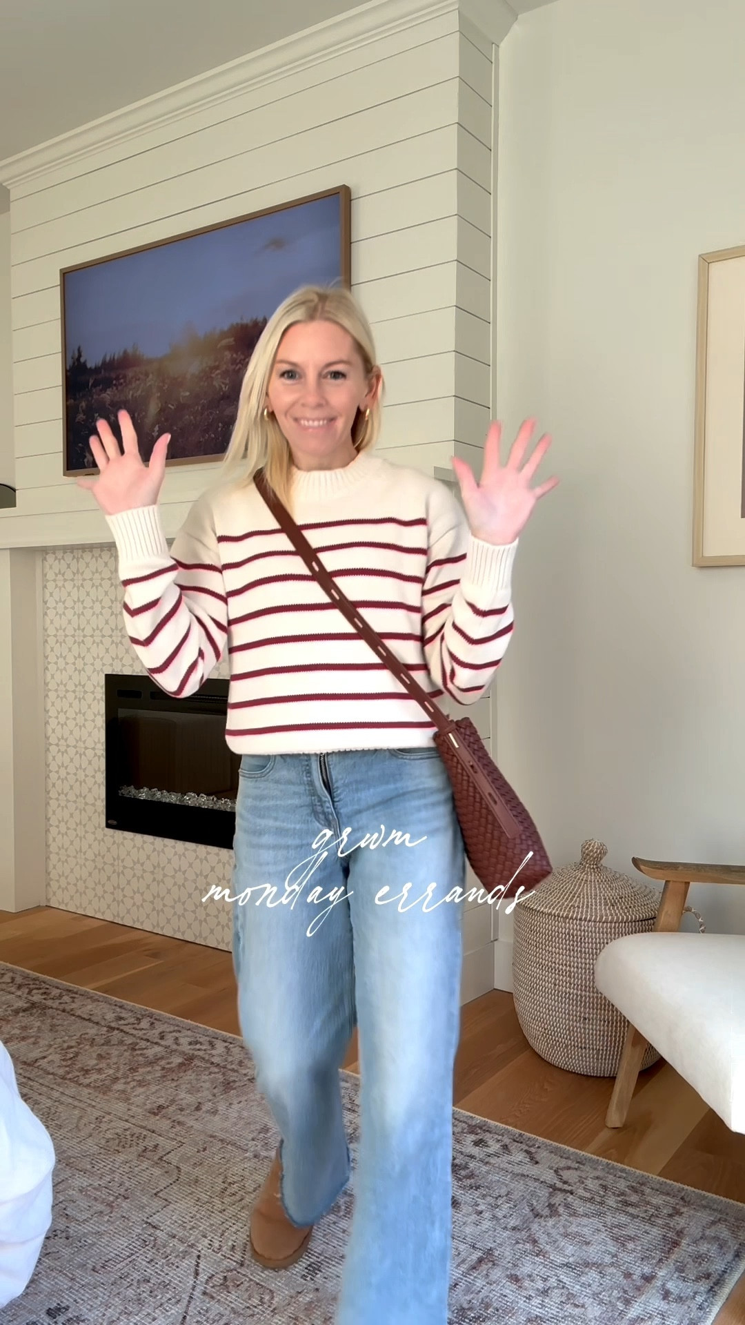 GRWM Monday errands / loving this striped maroon sweater! On sale now for $28

#LTKootd #LTKgrwm #LTKSaleAlert
