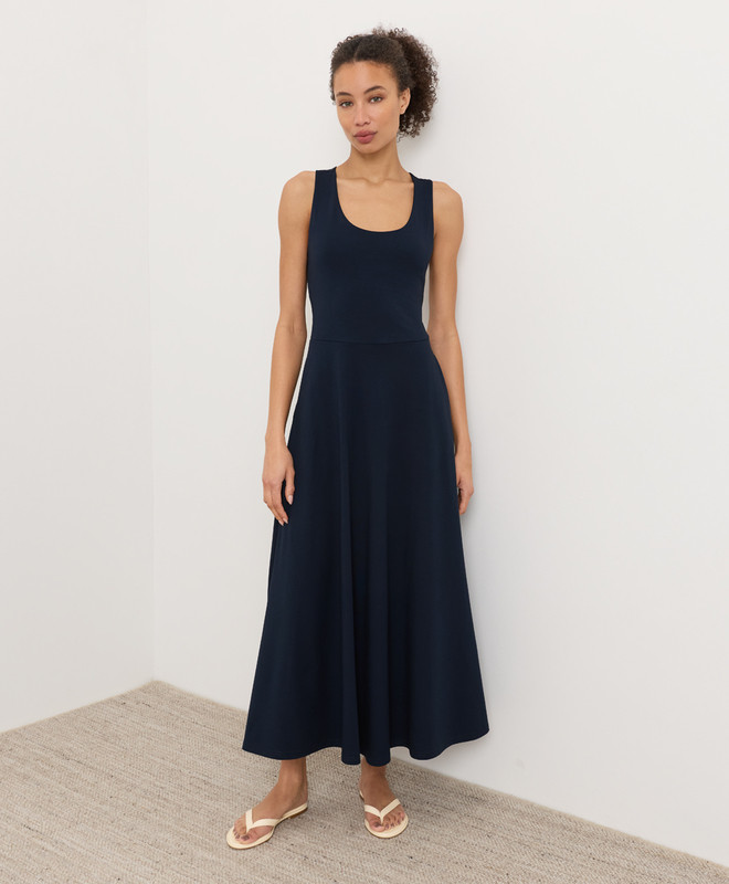 Women\u2019s Fit & Flare Open Back Maxi Dress made with Organic Cotton | Pact | Pact Apparel