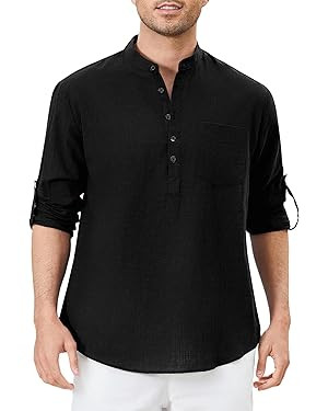 Enlision 103H Men's Long Sleeve Linen Henley Shirt Quick-Drying Stylish Casual Shirt for Daily We... | Amazon (US)
