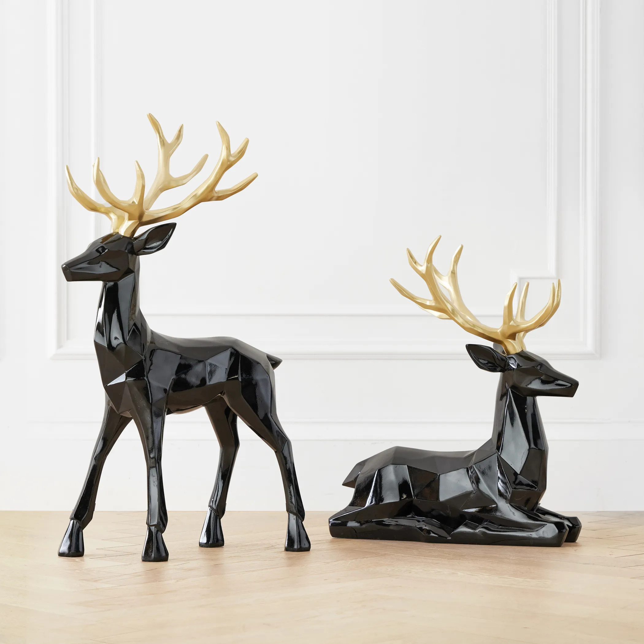 Regal Deer | Black Gold | Décor | Z Gallerie | Sitting Deer 19" x 23" x 7" | Resin & Stone Powder | Z Gallerie