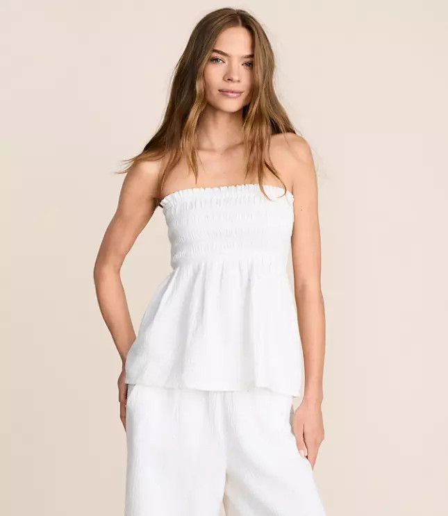 Lou & Grey Flecked Triple Cloth Babydoll Top | LOFT