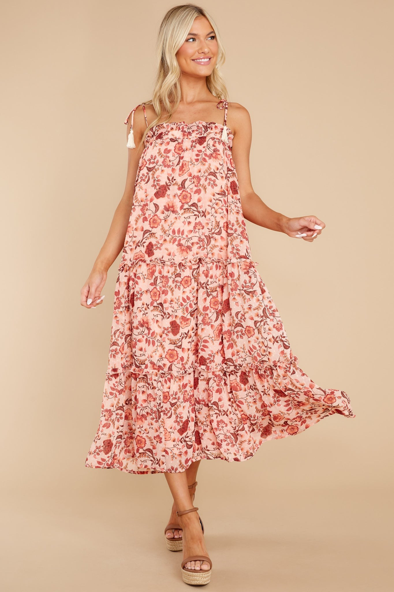 Into The Blooms Mauve Pink Floral Print Maxi Dress | Red Dress 