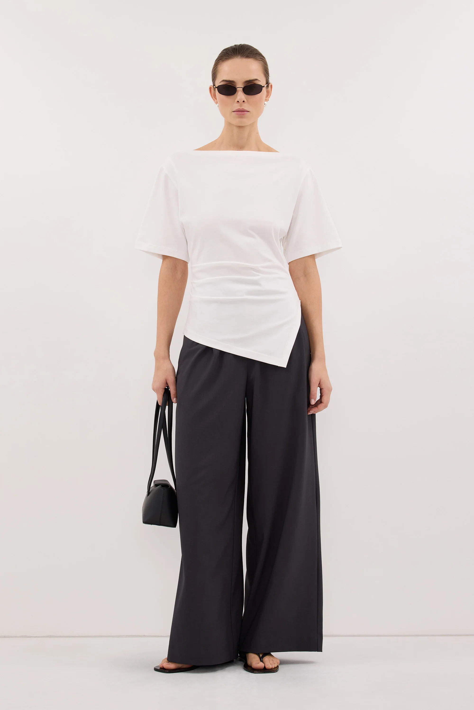 PARKER DARK GREY TAILORED WIDE LEG PANT | DISSH