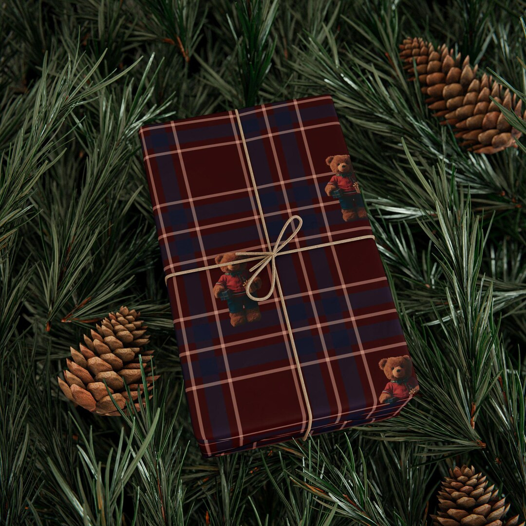 Polo Bear Christmas Gift Wrap | Luxury Tartan Plaid | Etsy (US)