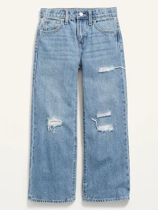 High-Waisted Slouchy Ripped Wide-Leg Jeans for Girls | Old Navy (US)