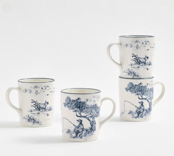Brandon Maxwell Groveland Toile Oversized Mugs - Set of 4 | Pottery Barn (US)