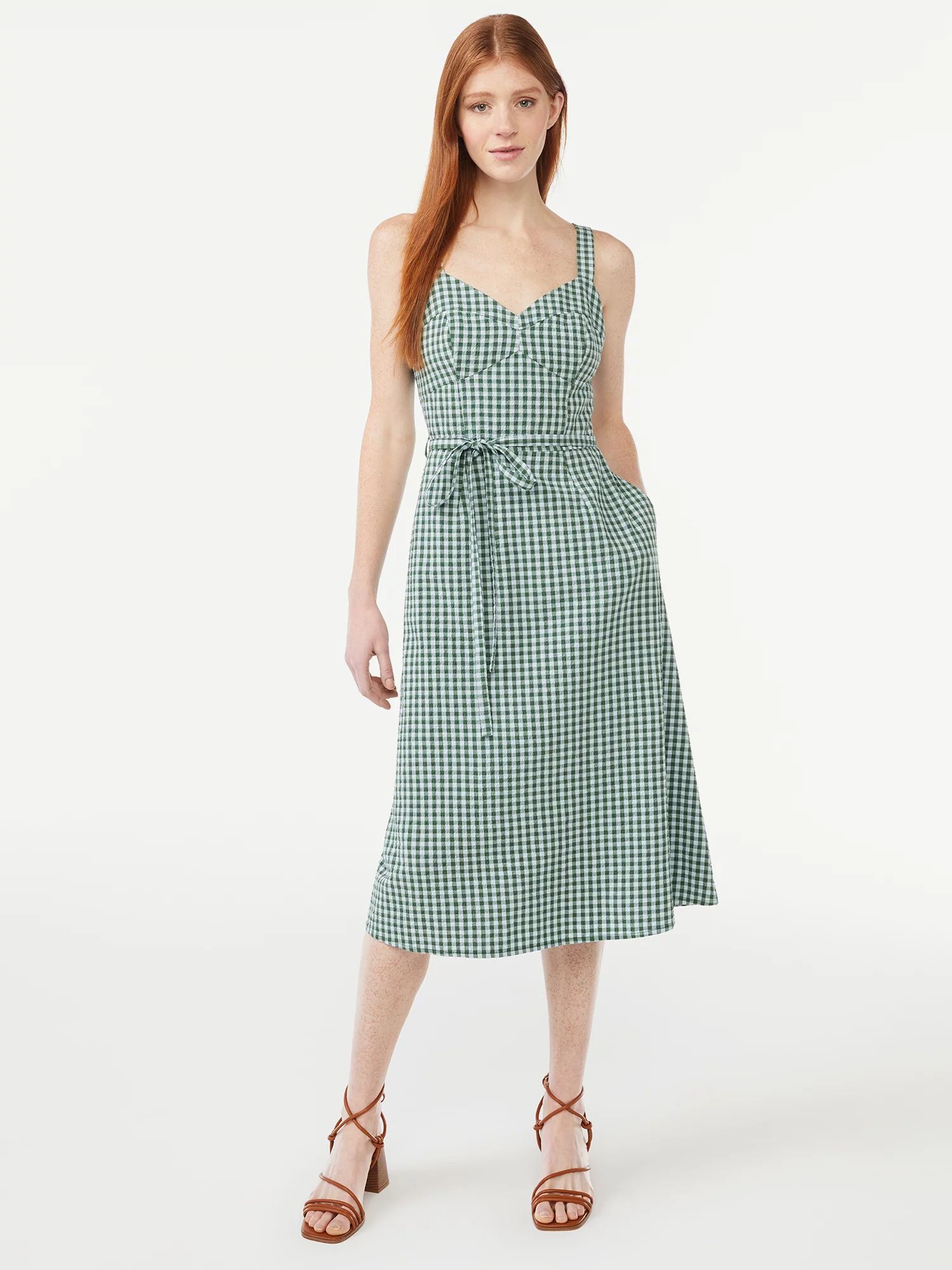 Free Assembly Women's Midi Sundress with Tie Belt | Walmart (US)