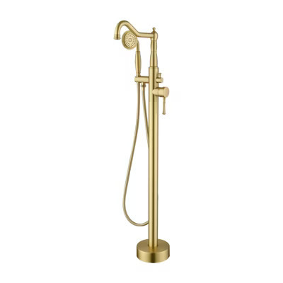 Cobbe Brushed Gold Freestanding Bath Faucet Single Handle Shower Faucet with Tub Spout and Handheld Showerhead | Target