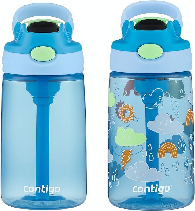Contigo Kids Water Bottle with Redesigned AUTOSPOUT Straw, 14 oz., 2-Pack, Blue Poppy and Periwin... | Amazon (US)