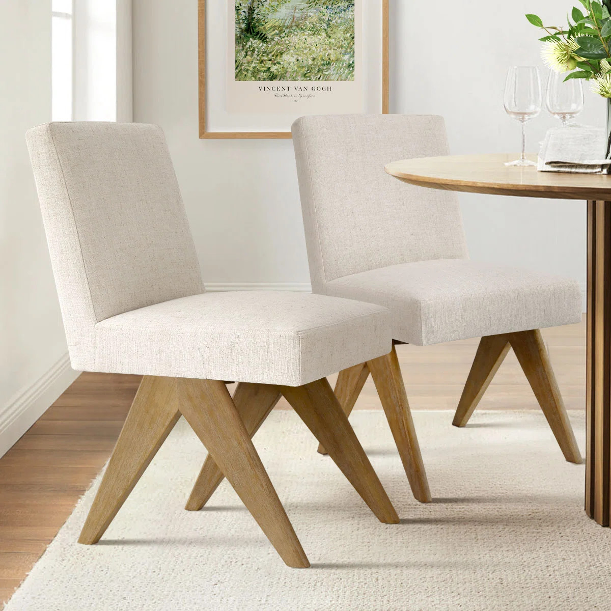 19.5'' Seat Height Upholstered Solid Wood Full Back Dining Chair (Set of 2) | Wayfair North America
